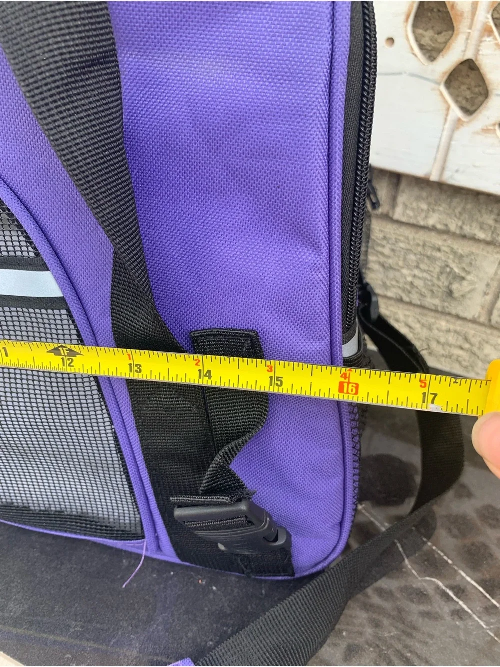 Paws & Pals soft-sided pet carrier purple, 17x8x11 inches.